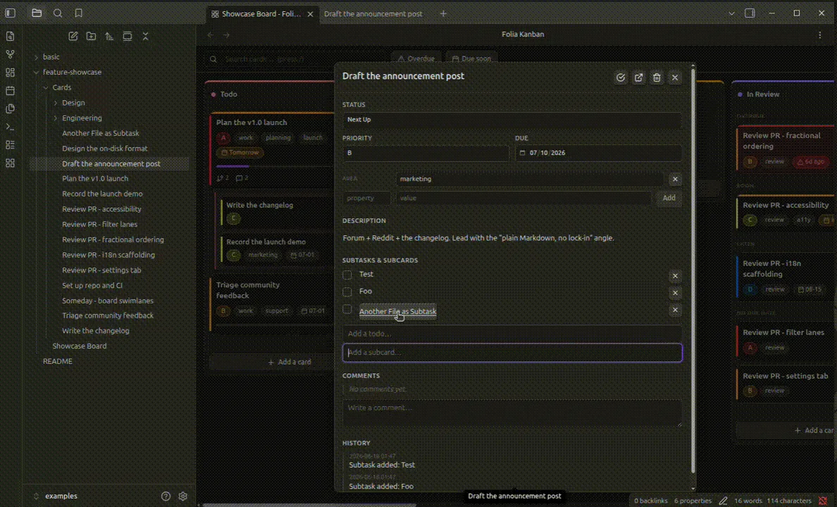 Folia Kanban screenshot