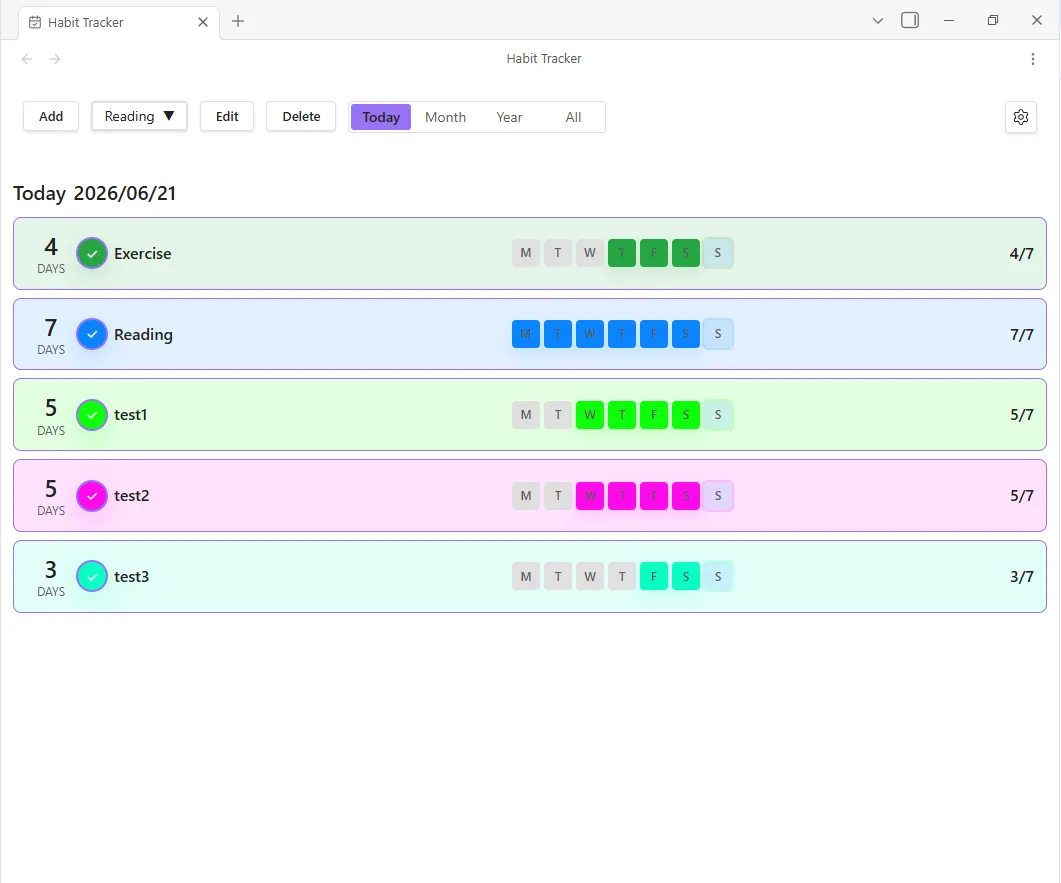 Banshan Habits Tracker screenshot