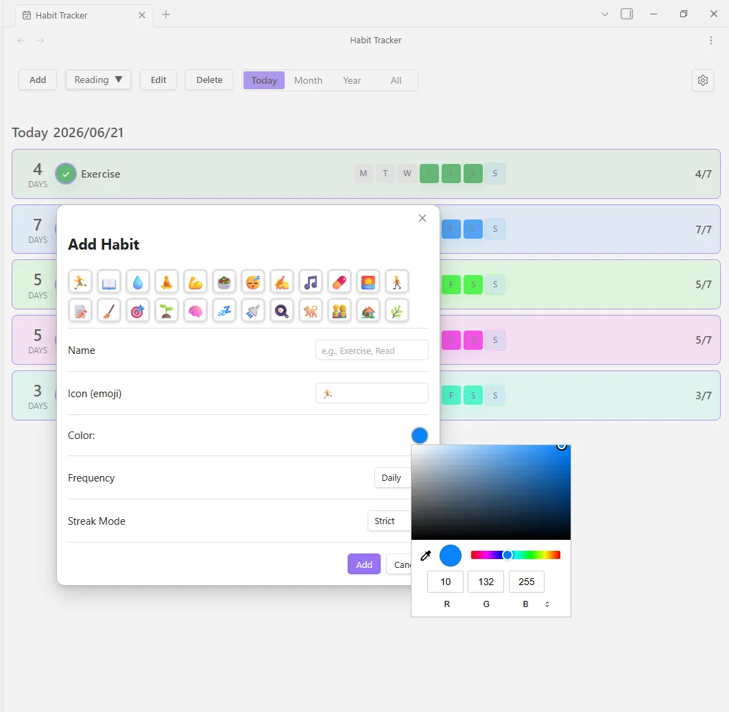 Banshan Habits Tracker screenshot