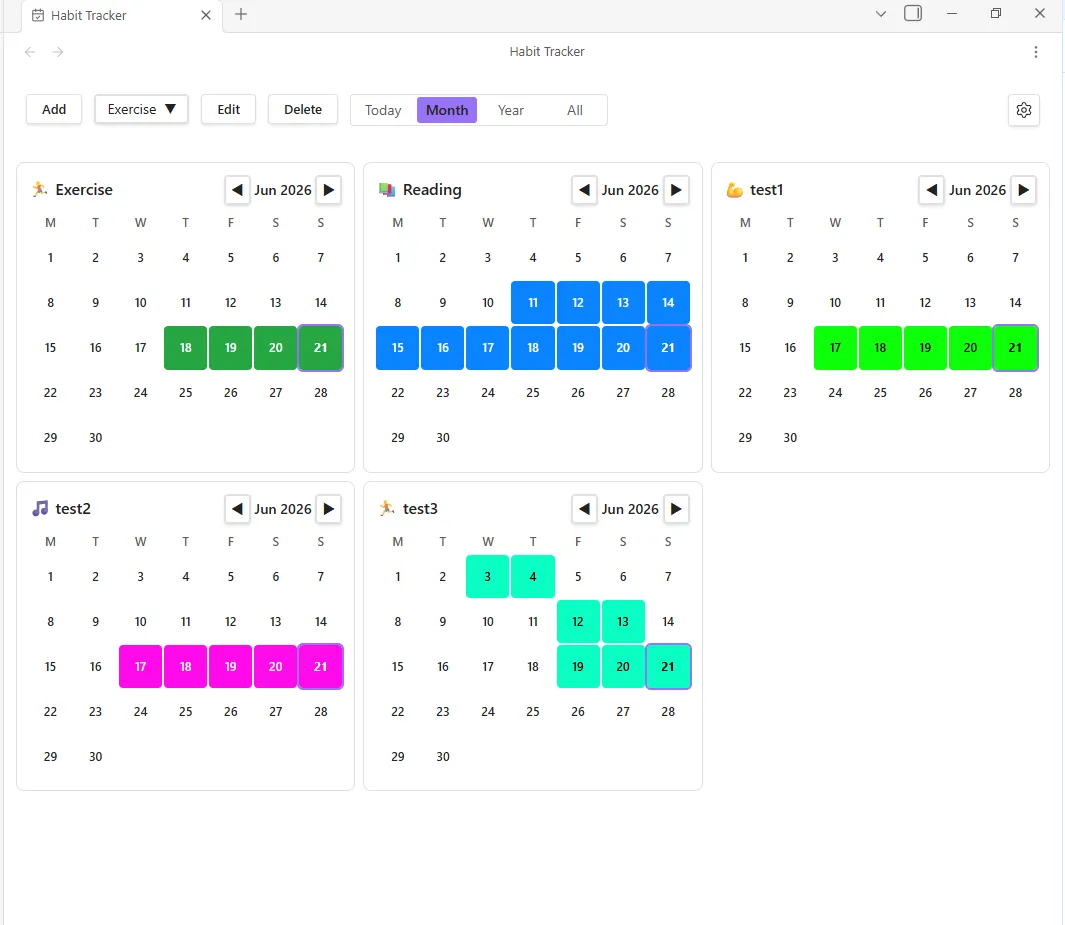 Banshan Habits Tracker screenshot
