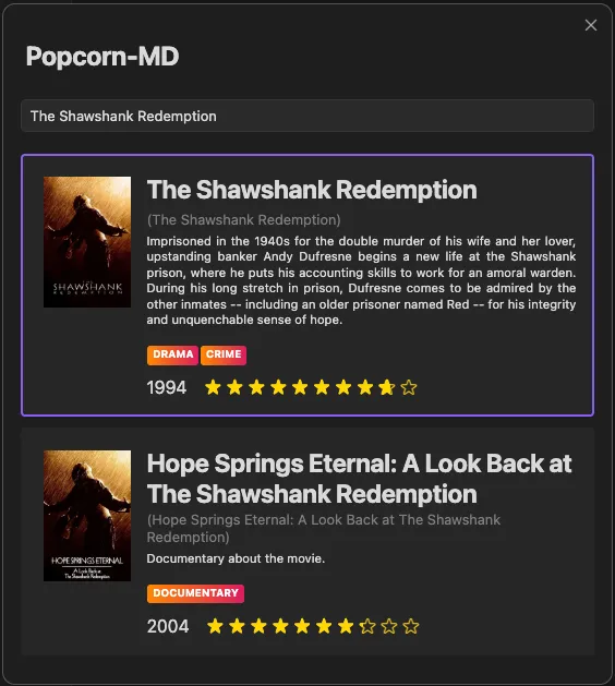 Popcorn MD screenshot