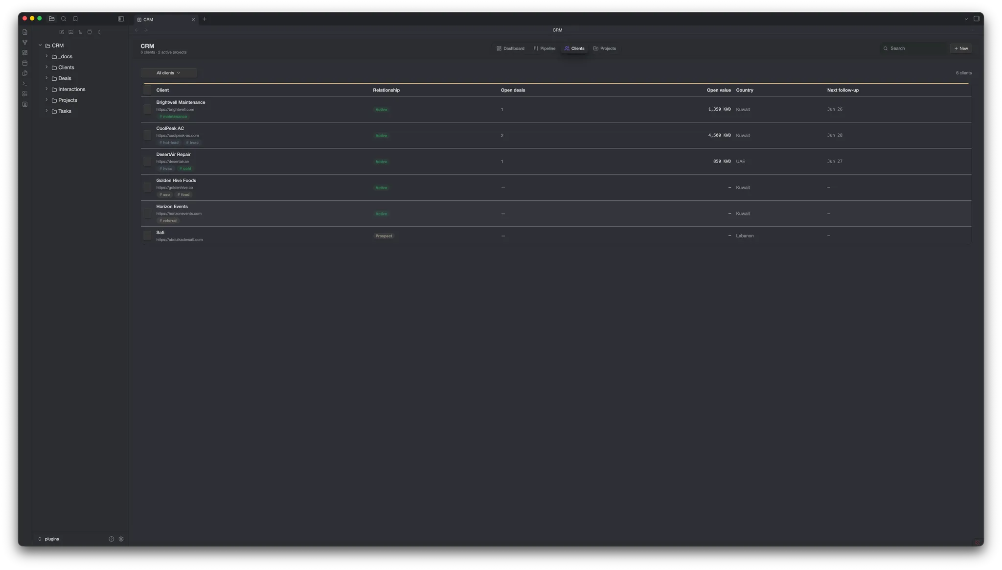 Vault CRM screenshot