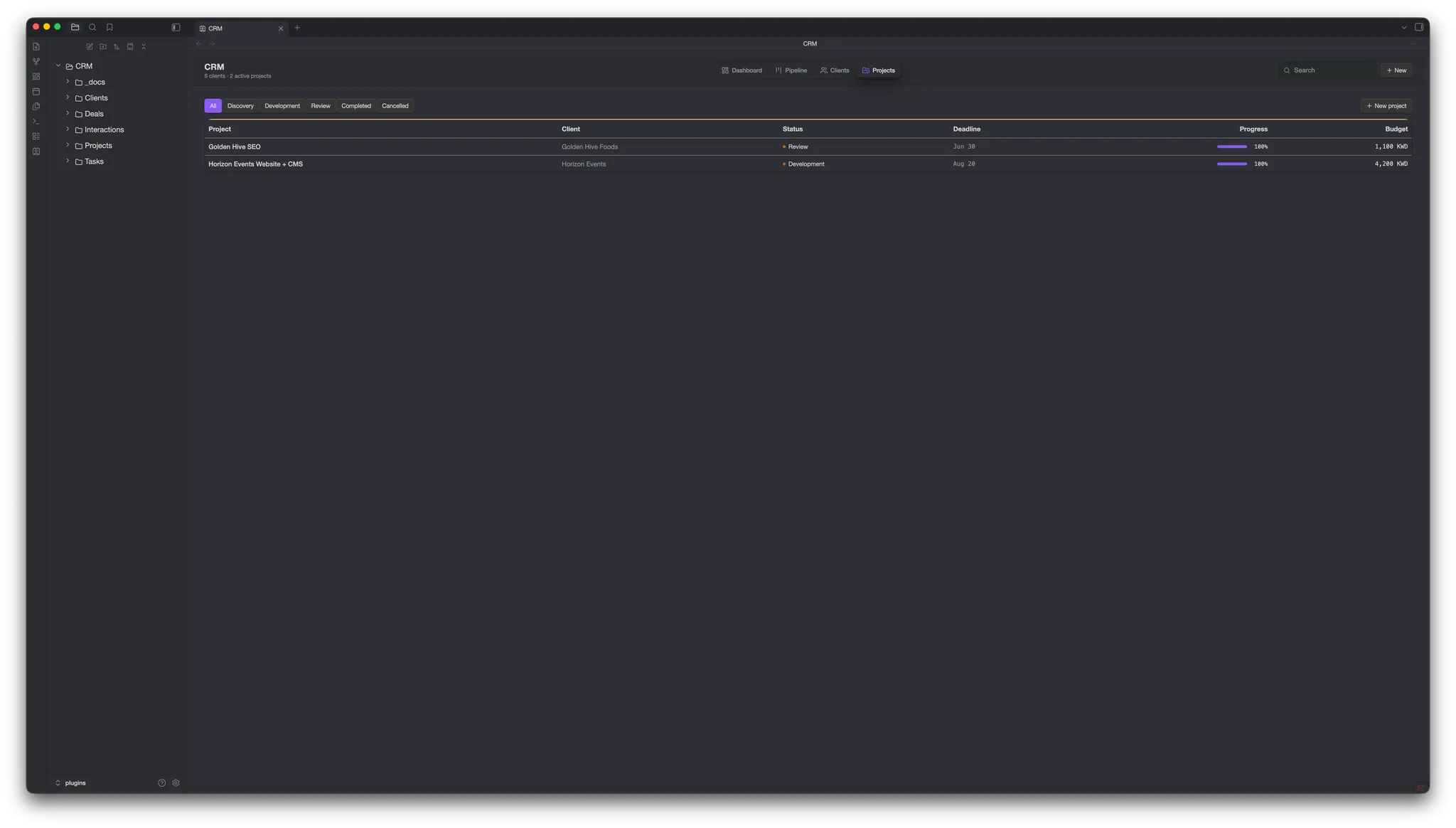 Vault CRM screenshot