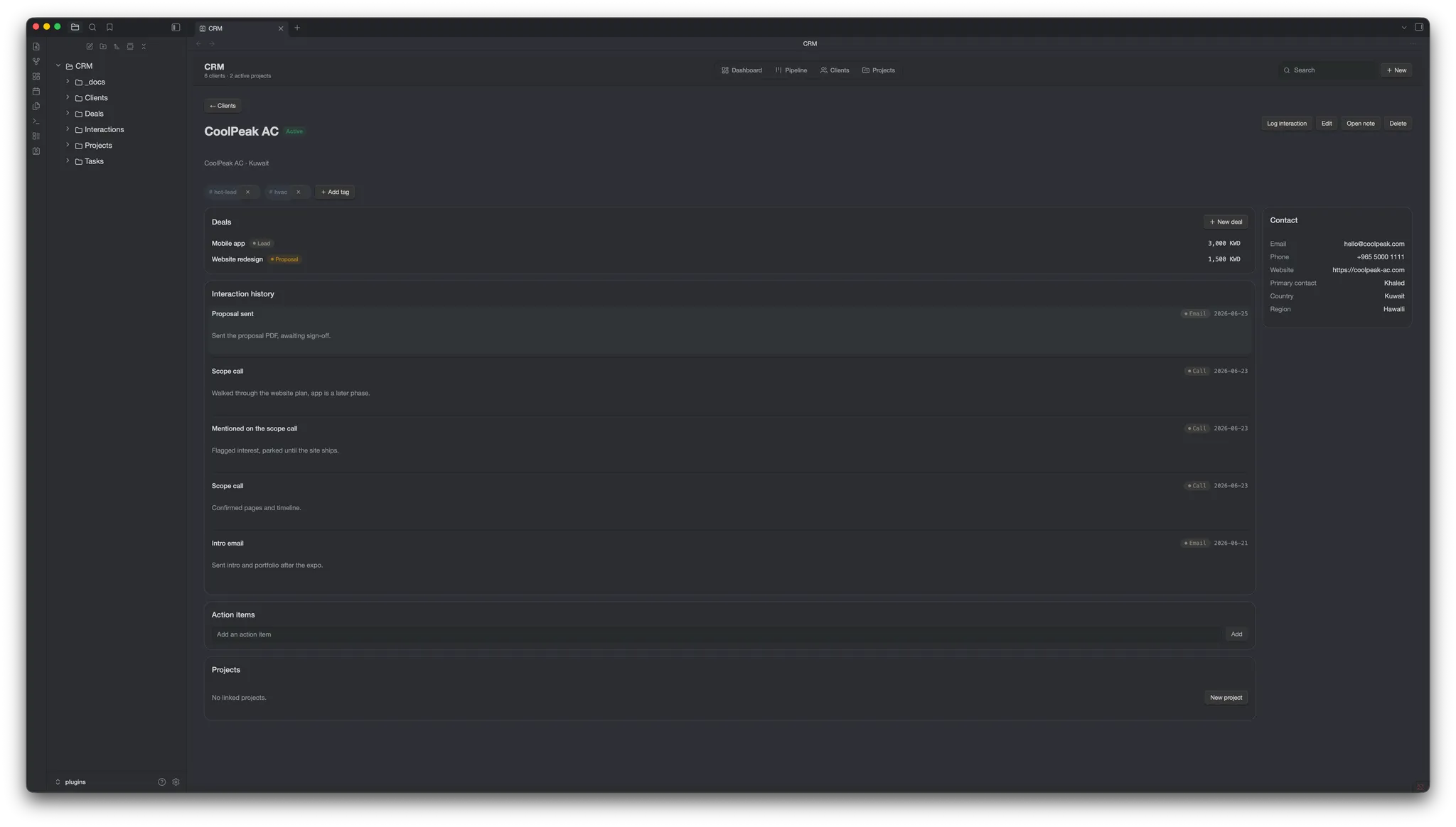 Vault CRM screenshot