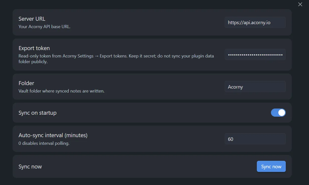 Acorny Sync screenshot
