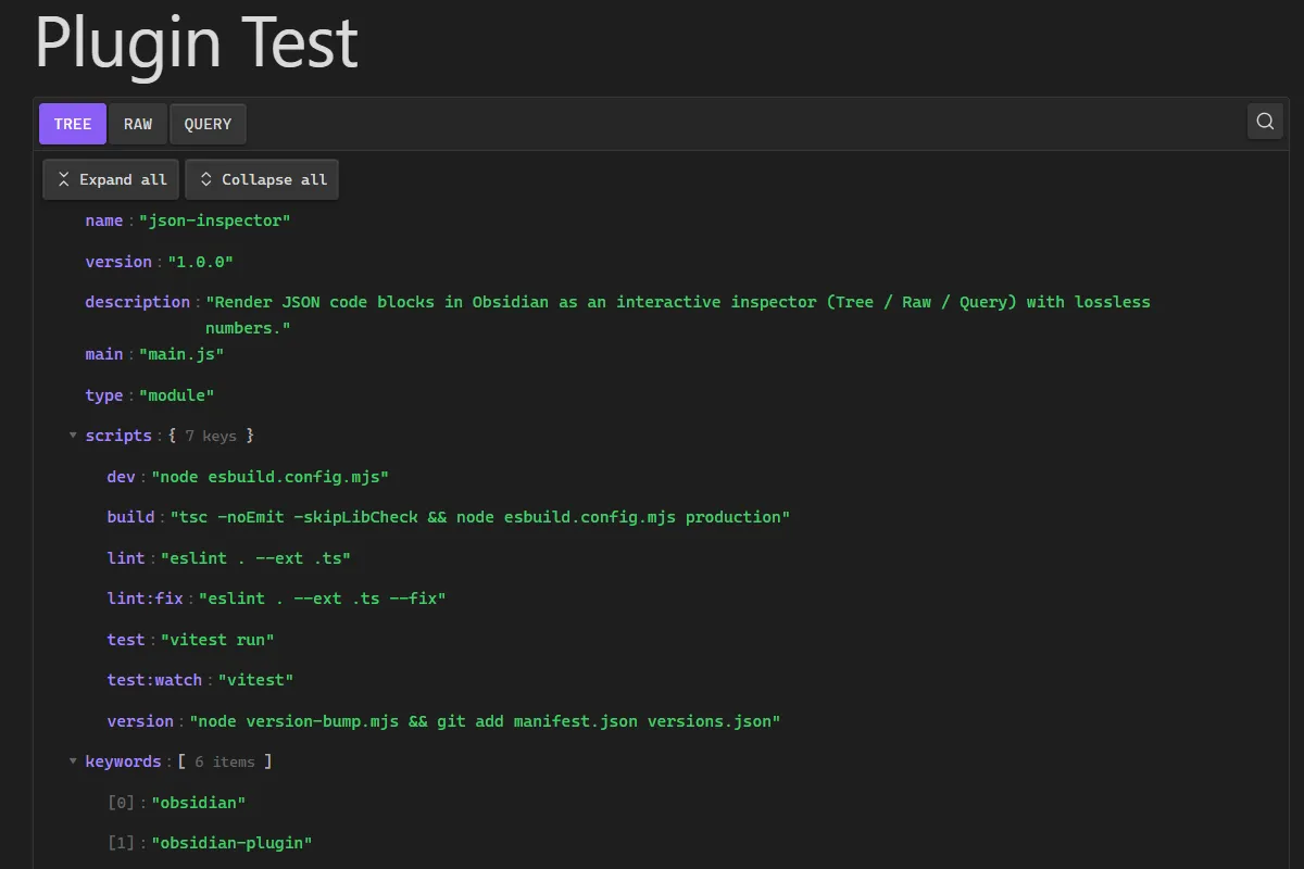 JSON Inspector screenshot