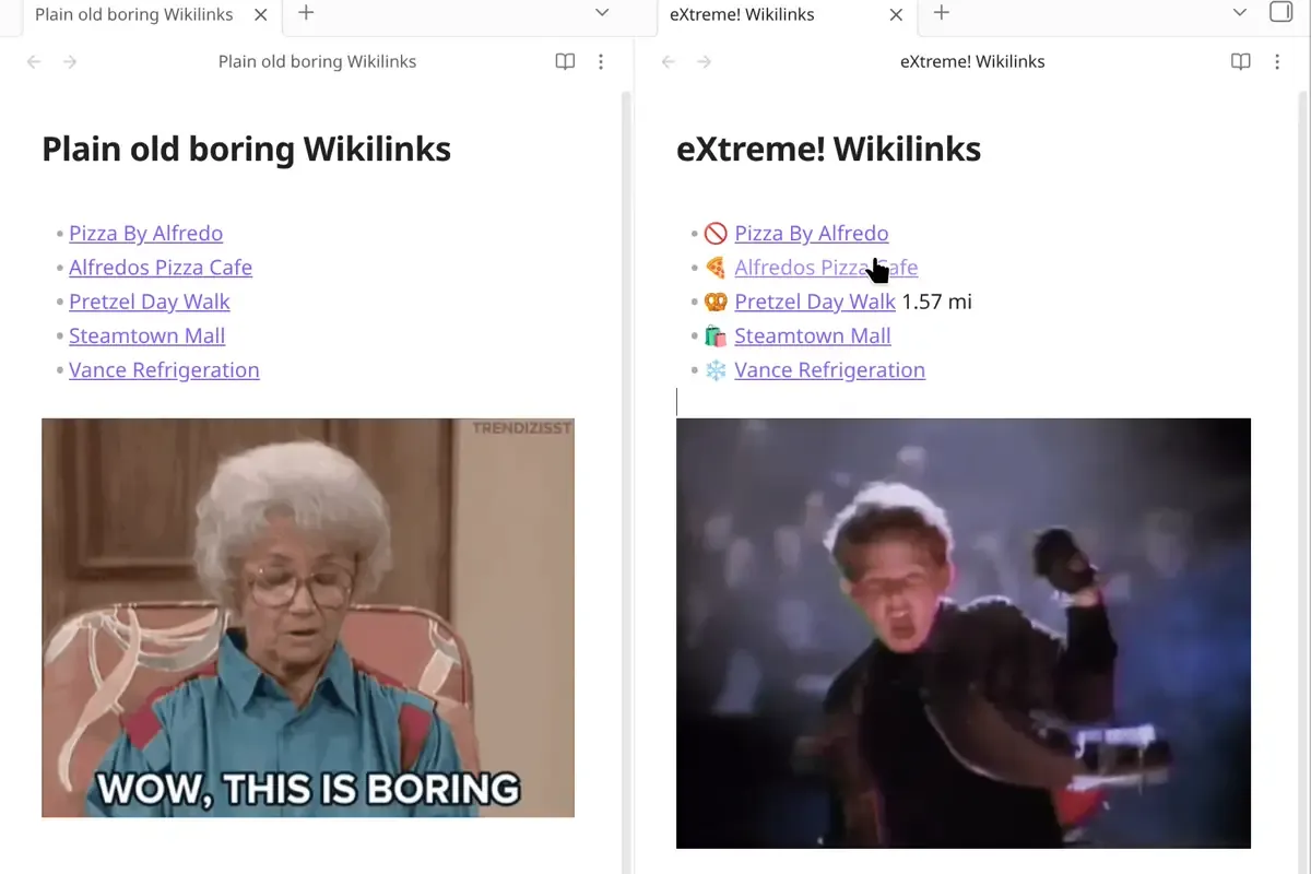 Extreme Wikilinks screenshot