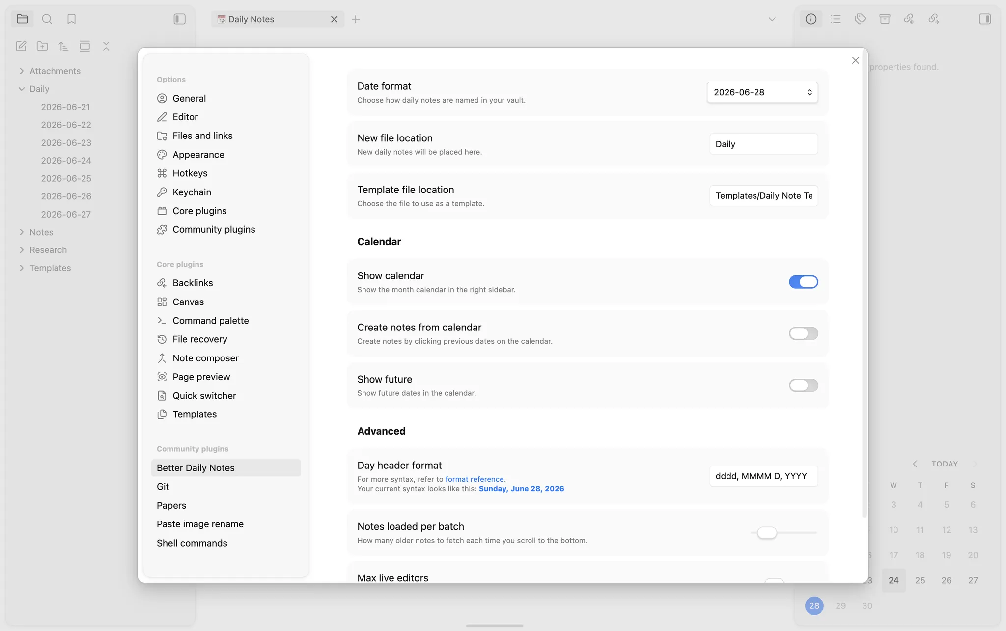 Better Daily Notes screenshot