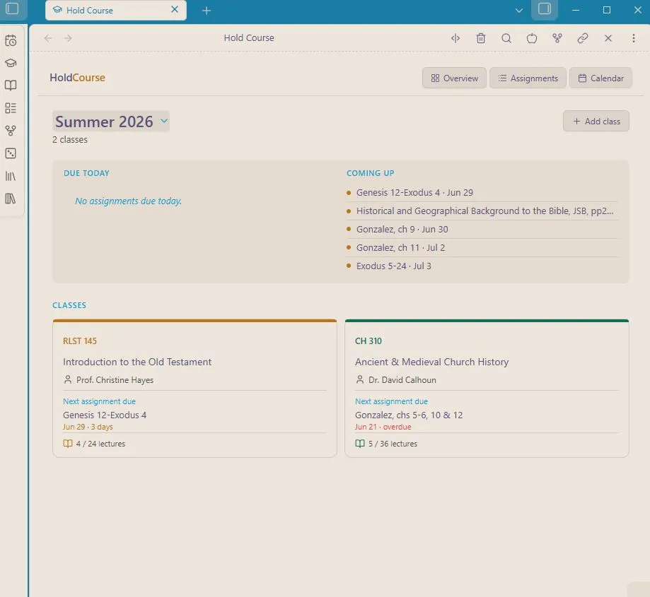 Hold Course screenshot