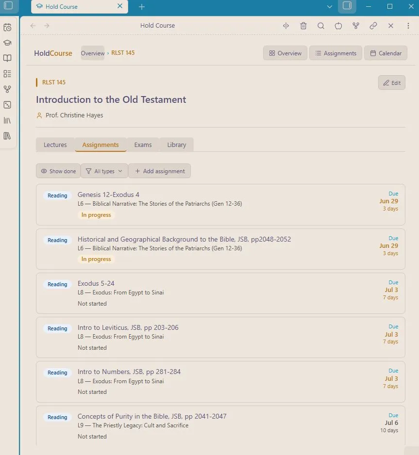 Hold Course screenshot