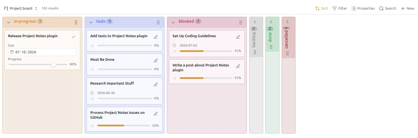Project Notes screenshot