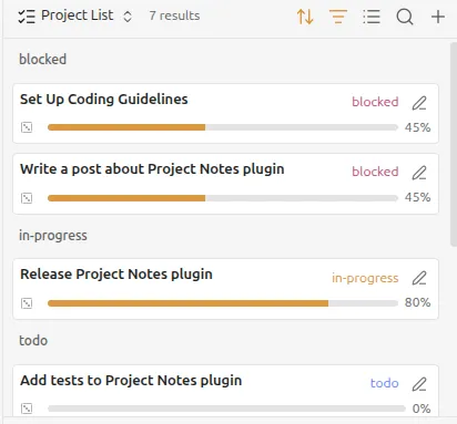 Project Notes screenshot