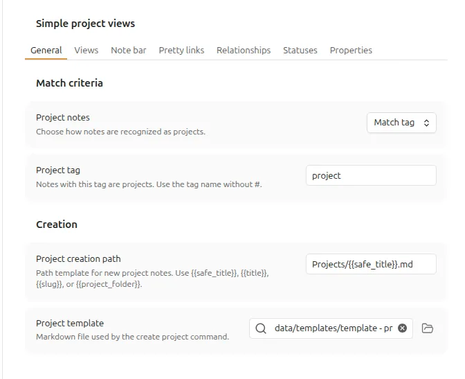 Project Notes screenshot