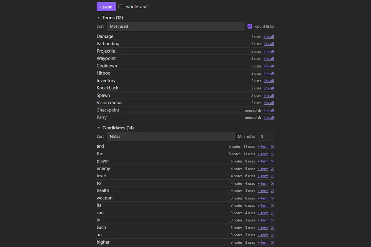 Glossary Linker screenshot