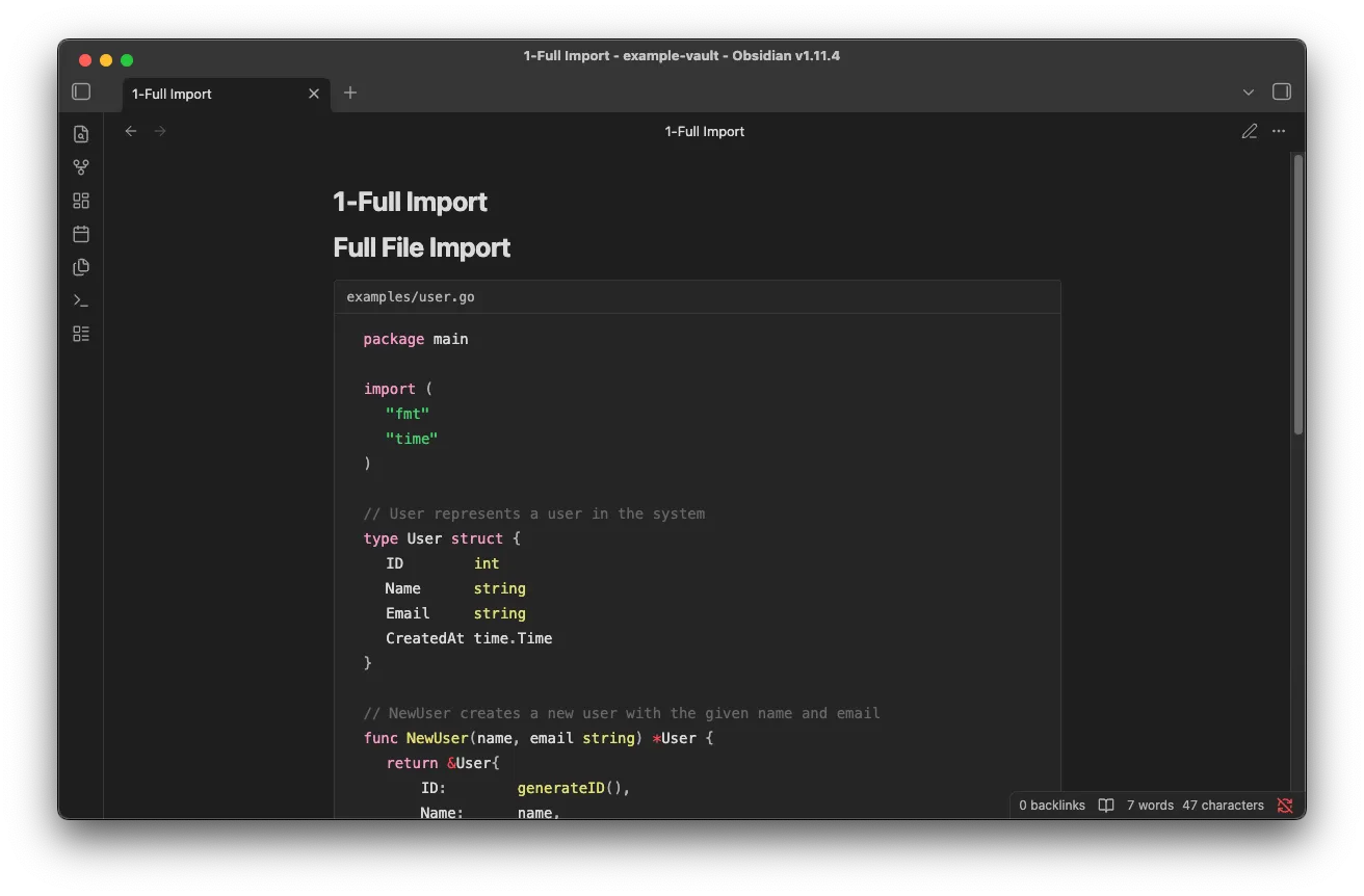 Code Import screenshot