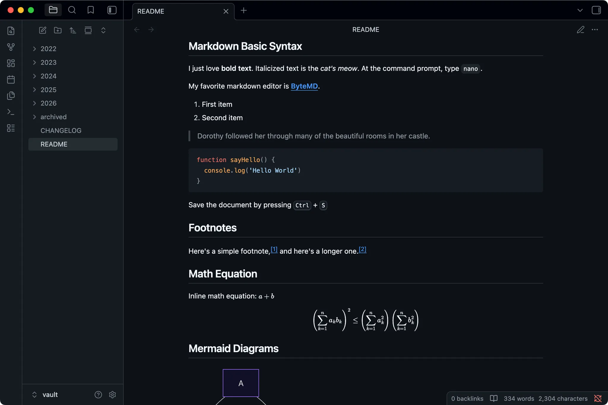 GitHub Flavored Markdown screenshot