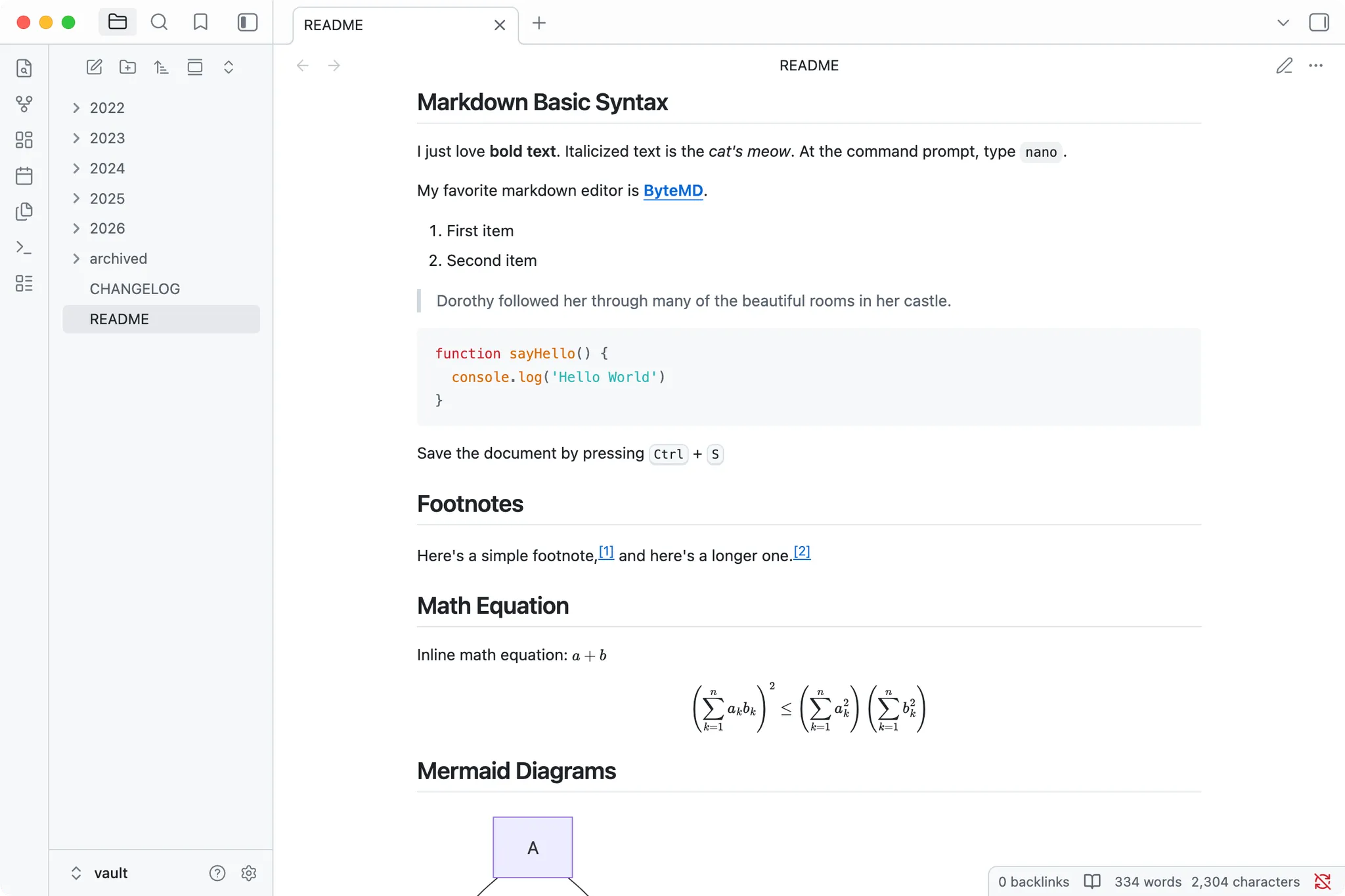 GitHub Flavored Markdown screenshot