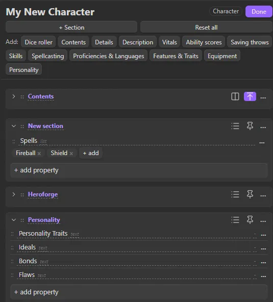 Extended Properties screenshot