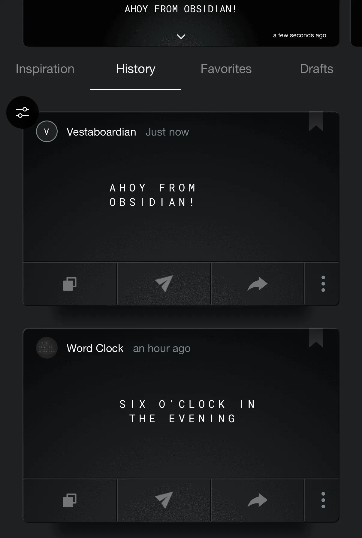 Vestaboardian screenshot