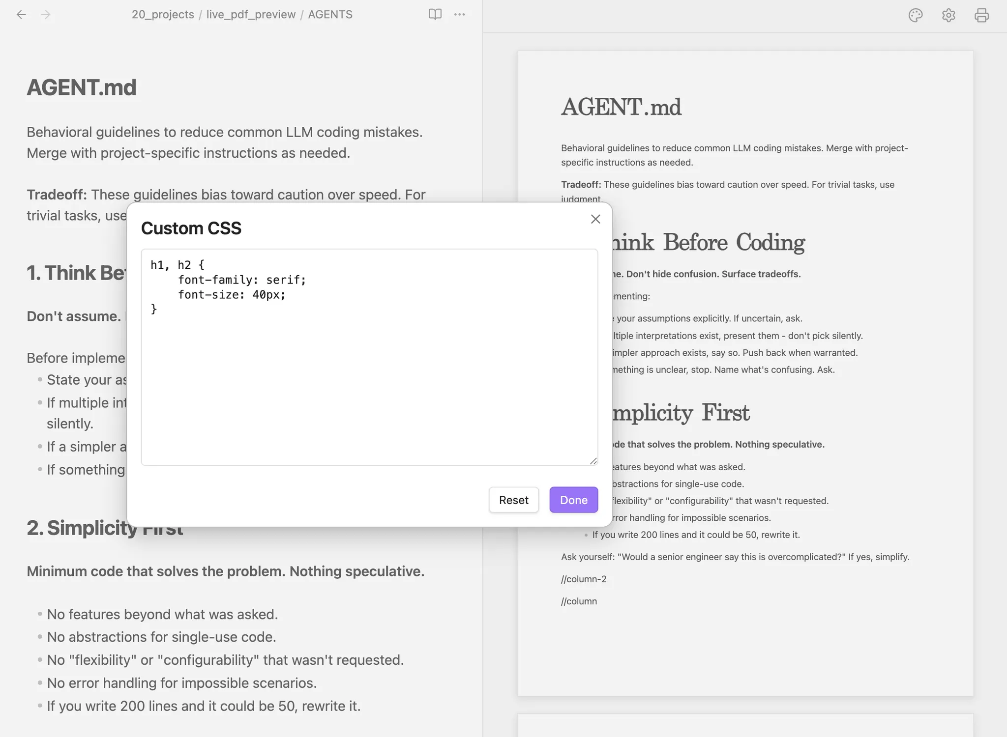 Live PDF Preview screenshot