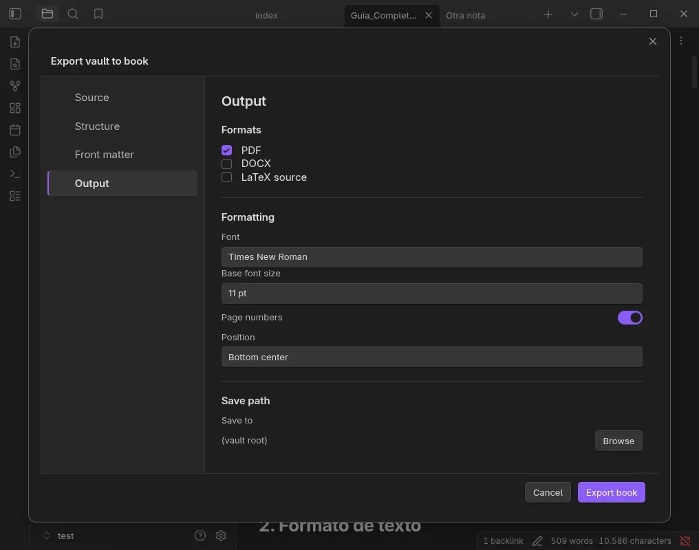 Document Export screenshot