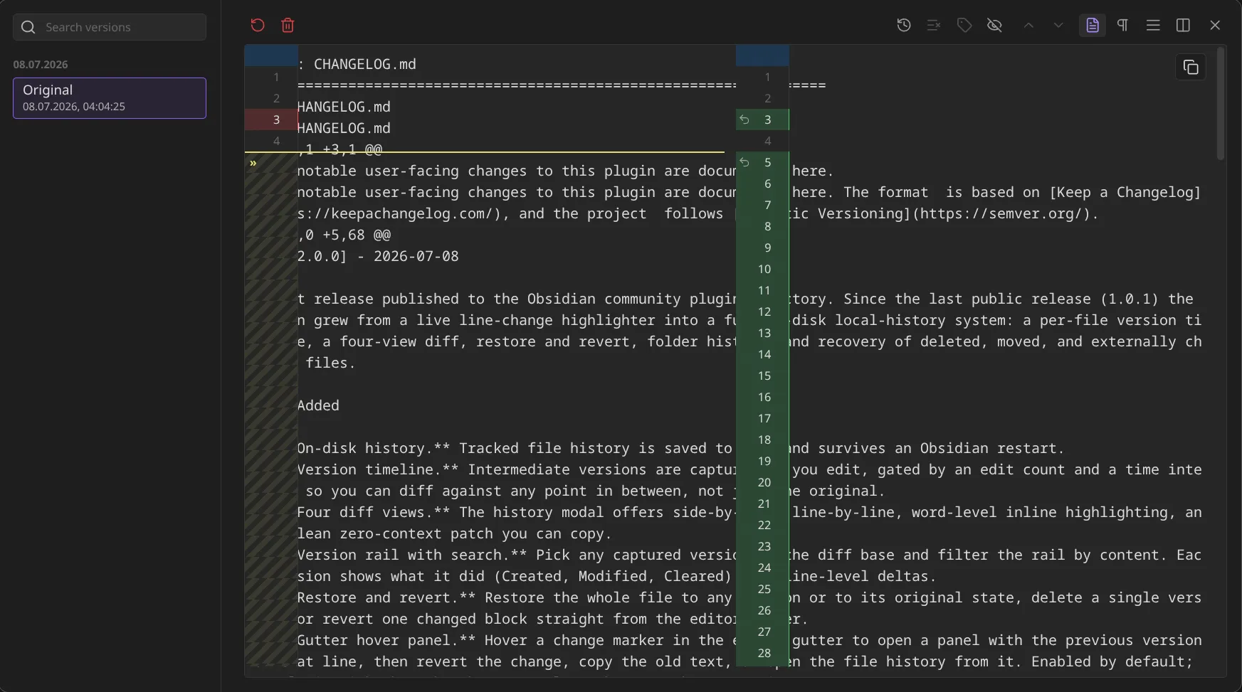 Local Version History screenshot