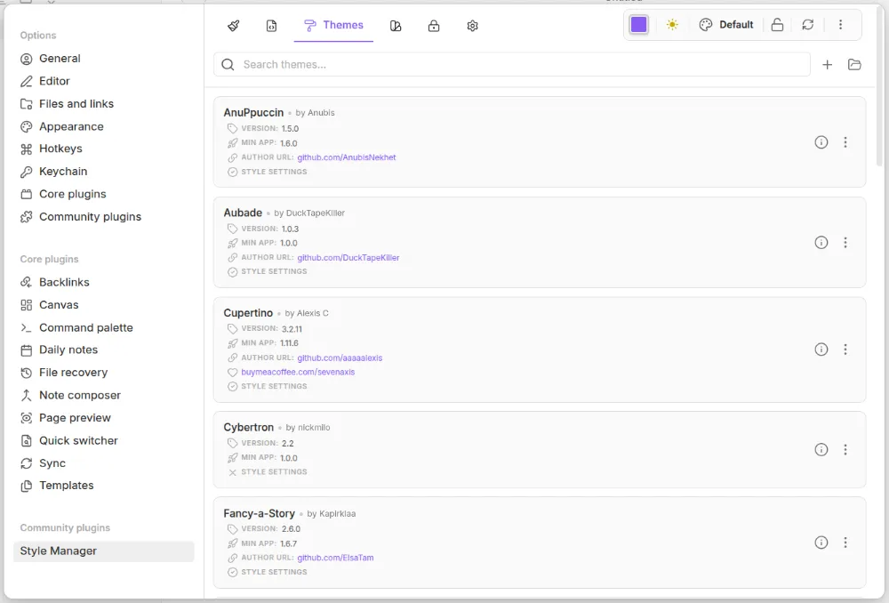 Style Manager screenshot