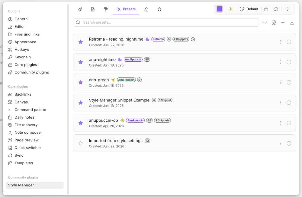 Style Manager screenshot
