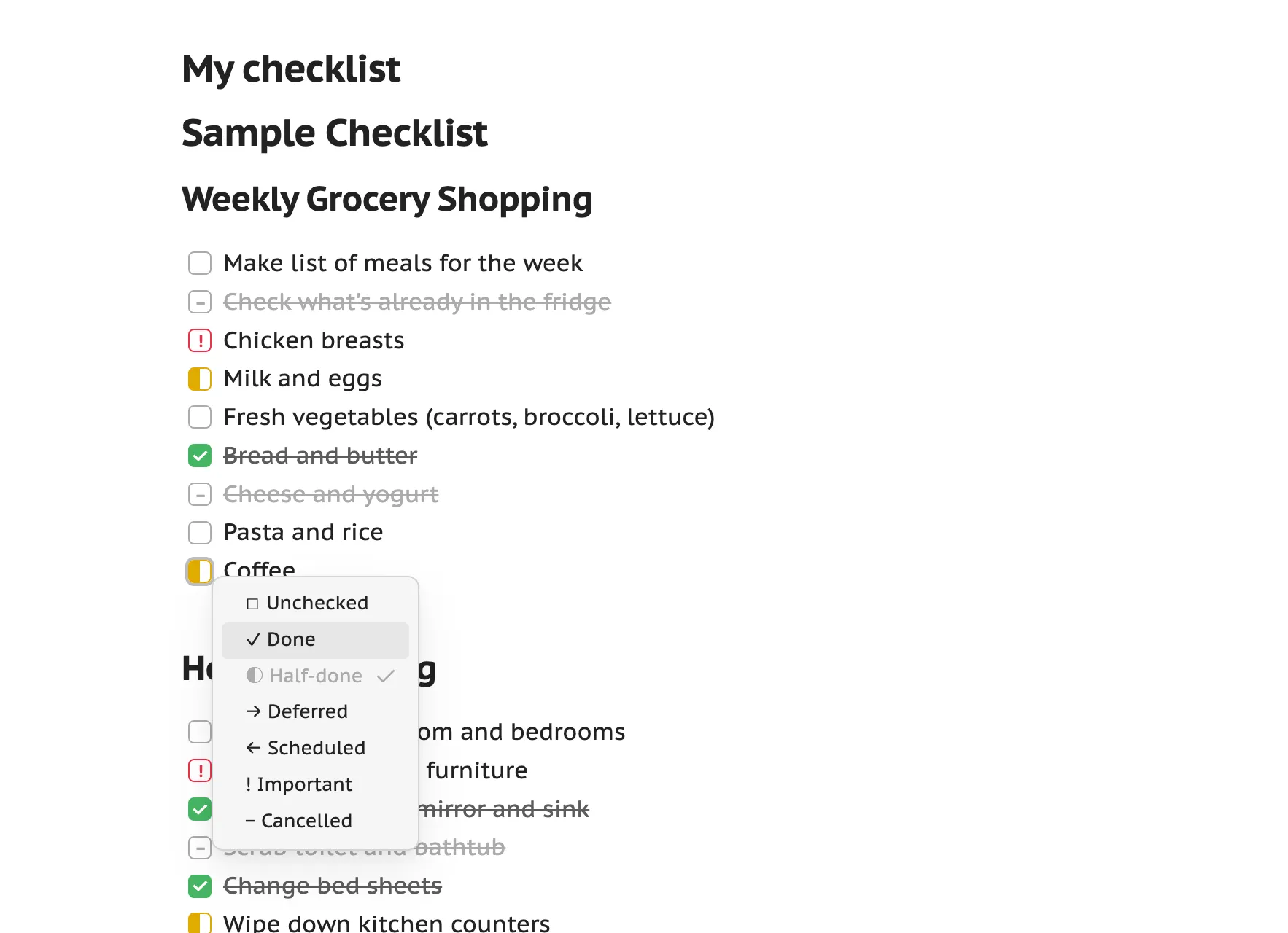 Checkbox Context Menu screenshot
