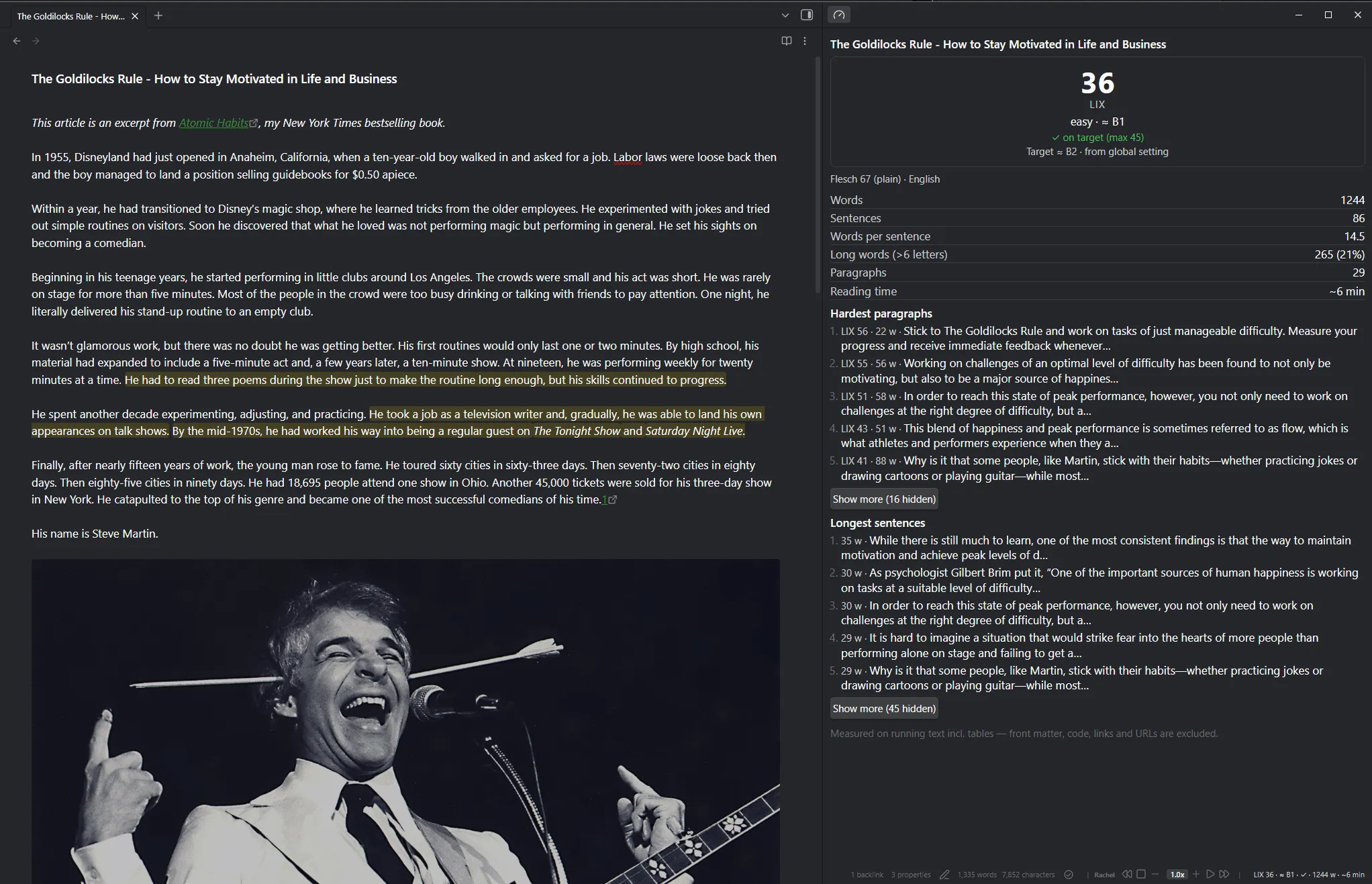 Readability Compass screenshot