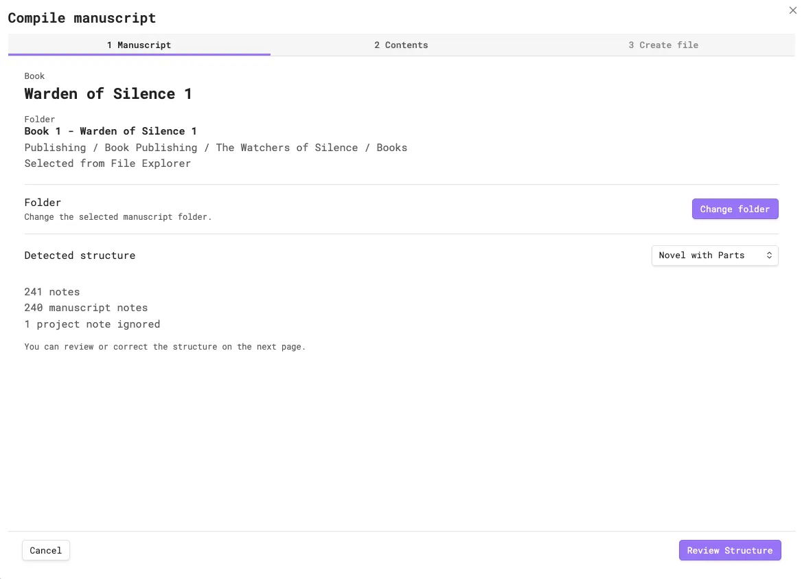 Manuscript Compiler screenshot