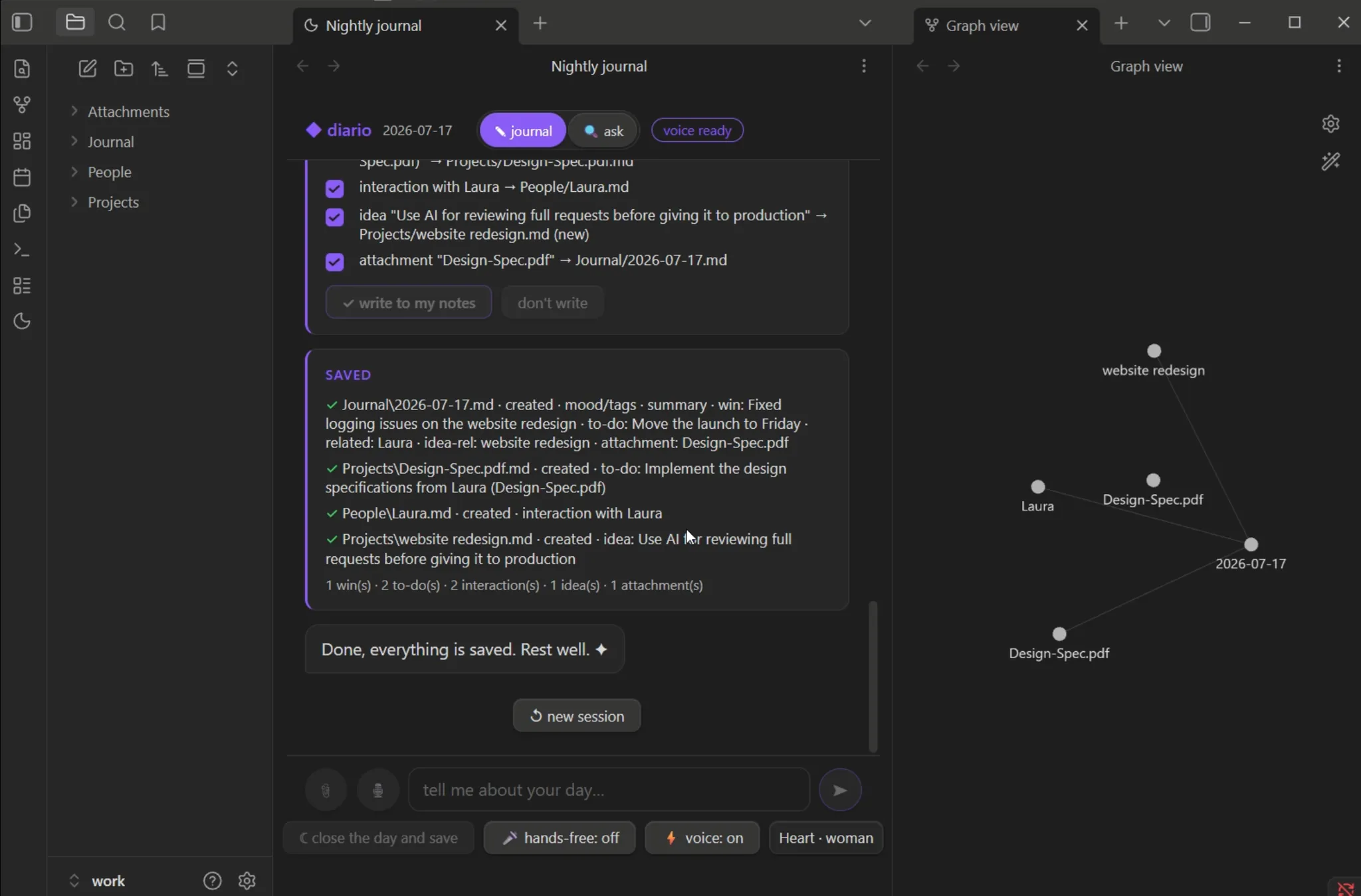 Nightly Journal screenshot