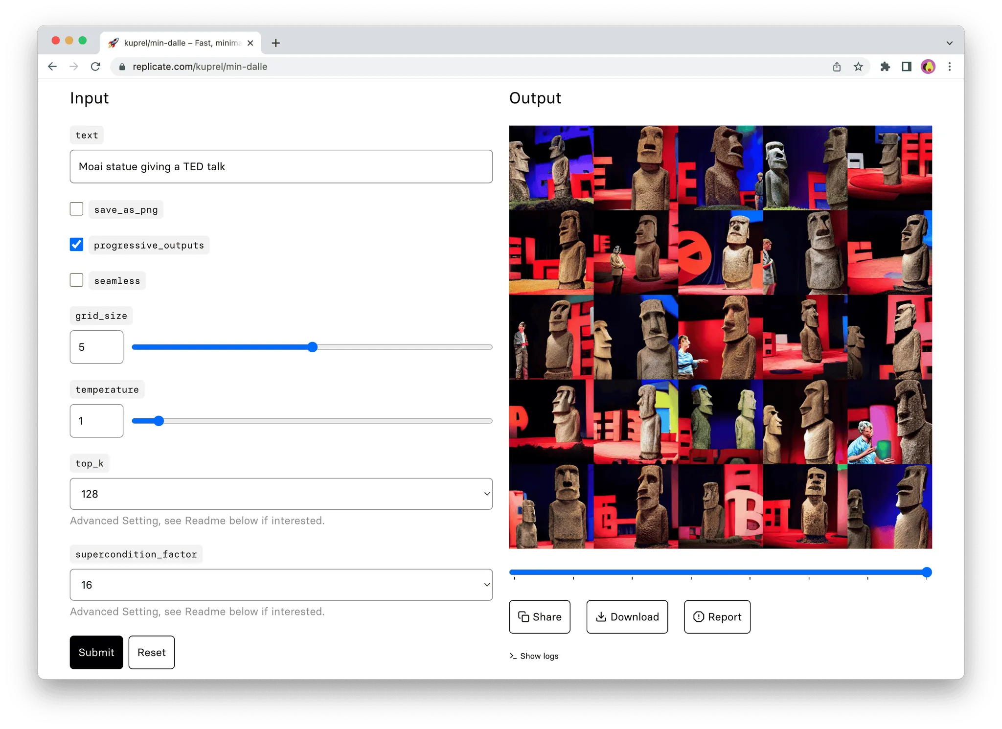 Replicate screenshot
