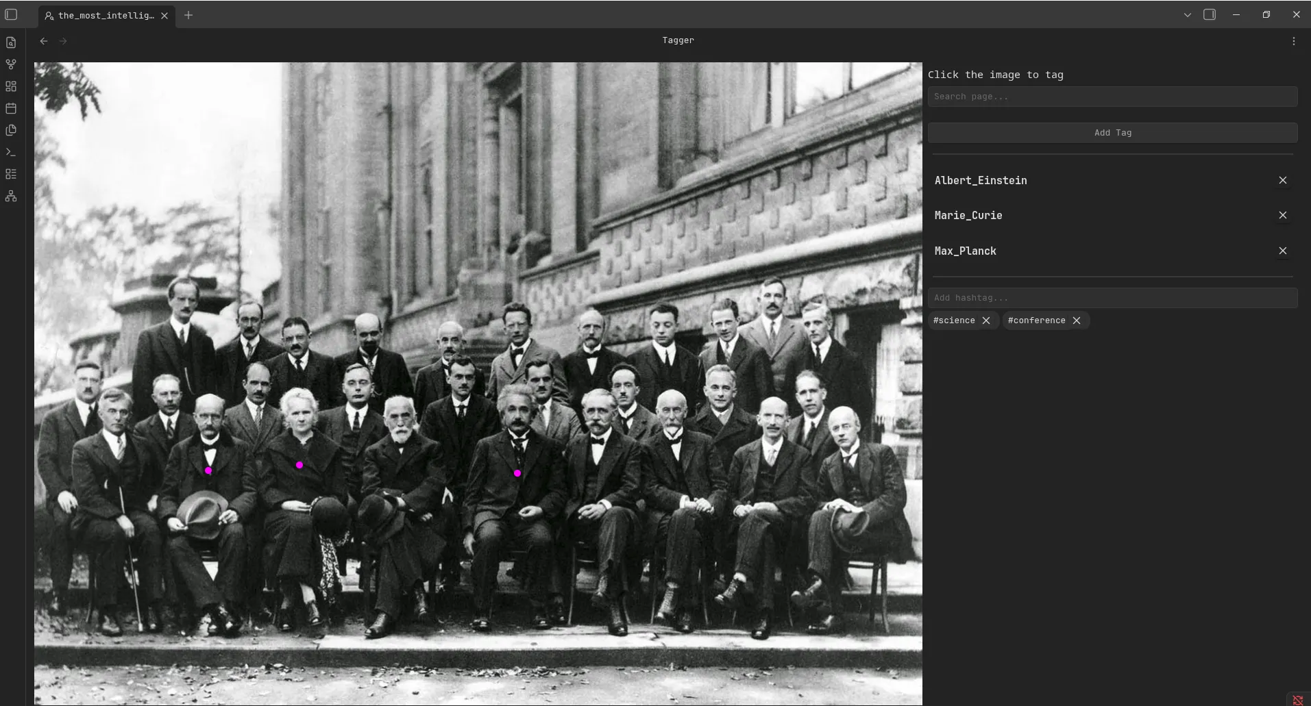 Photo-tagging screenshot