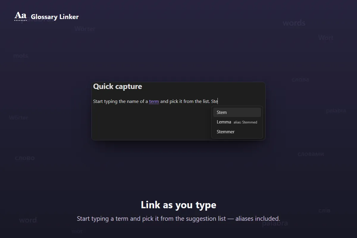 Glossary Linker screenshot