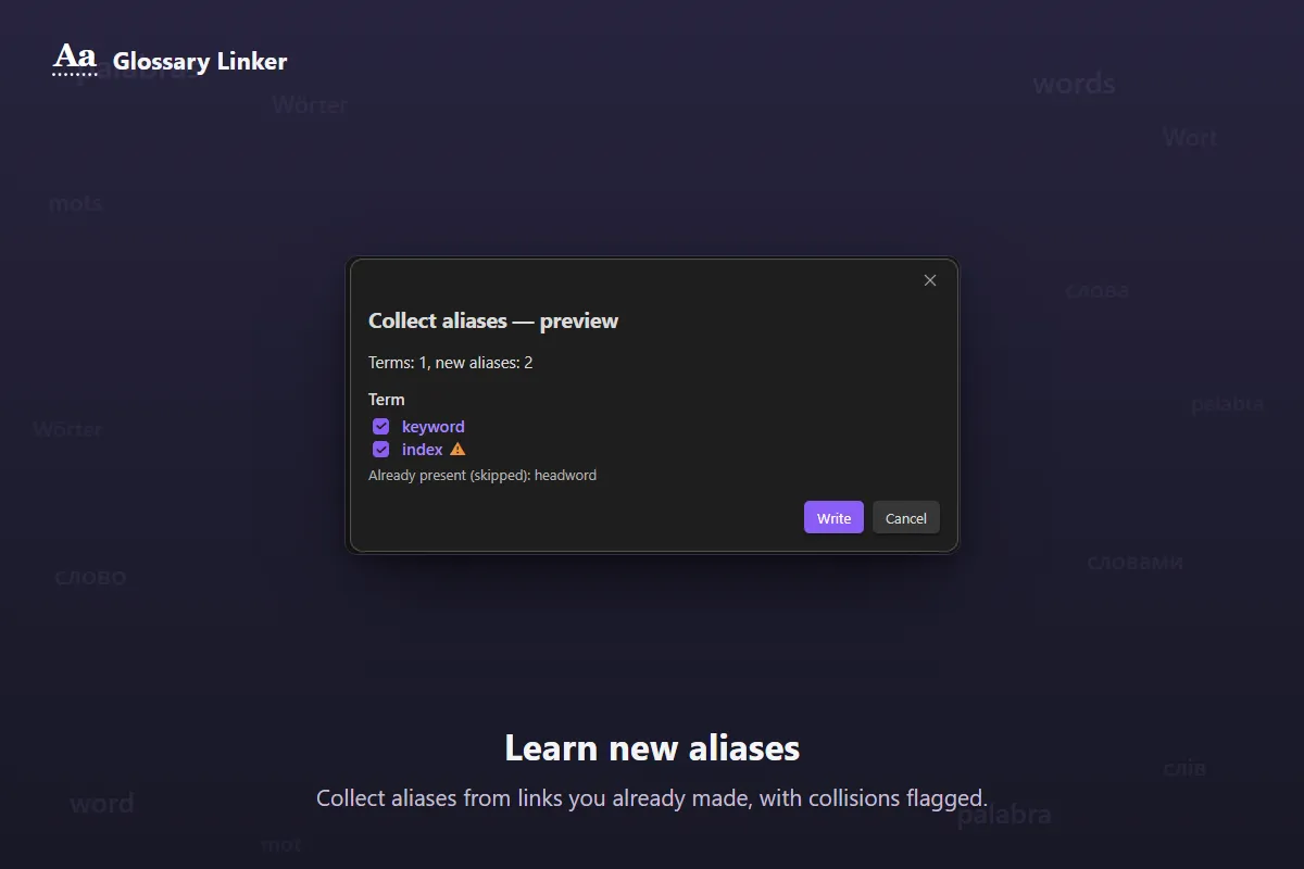 Glossary Linker screenshot
