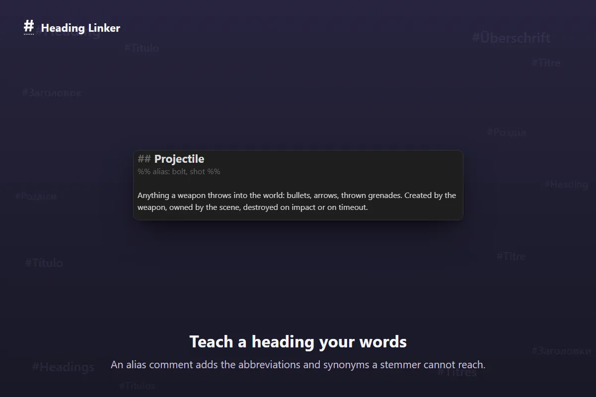 Heading Linker screenshot