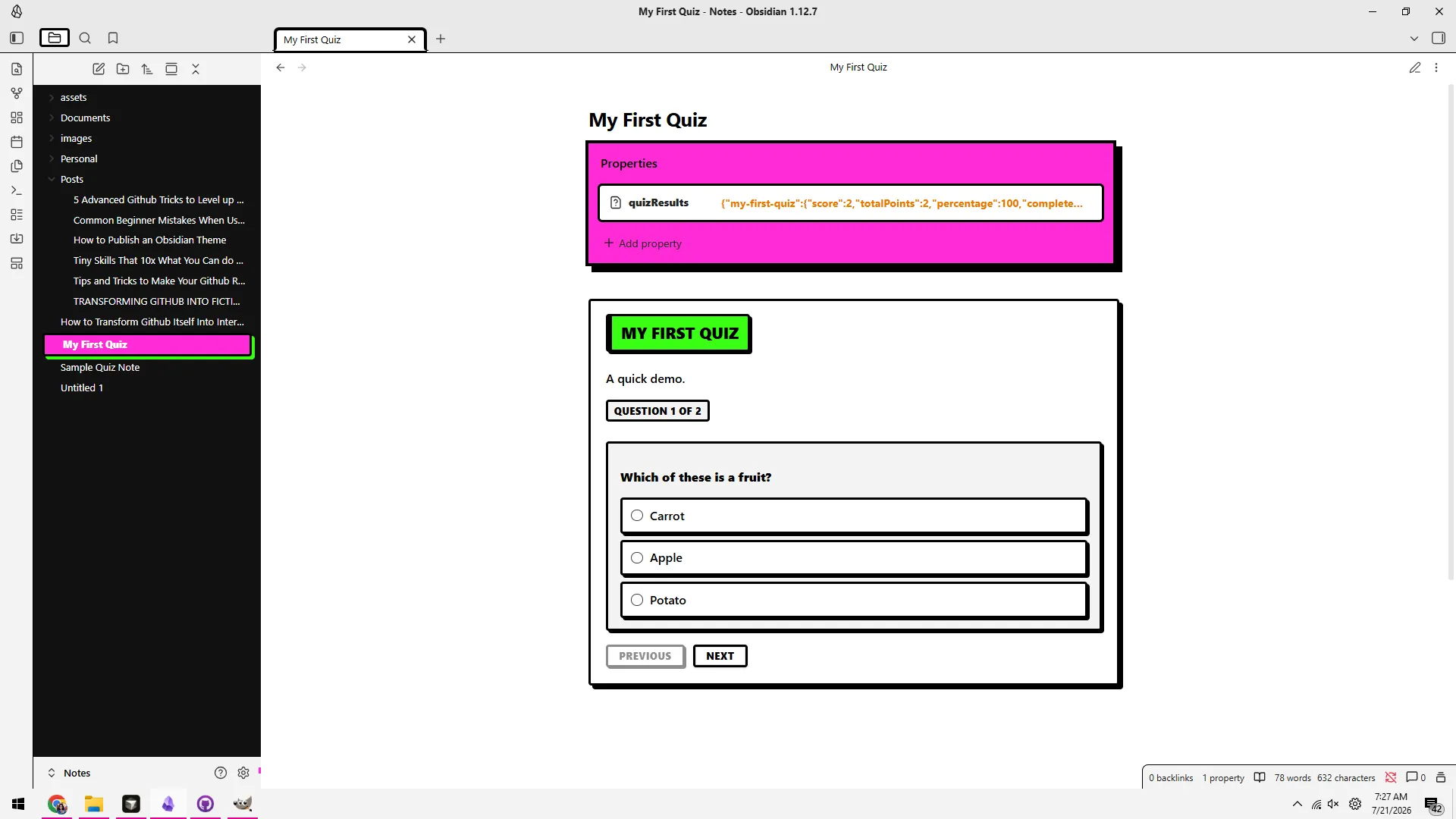 Quizzable screenshot