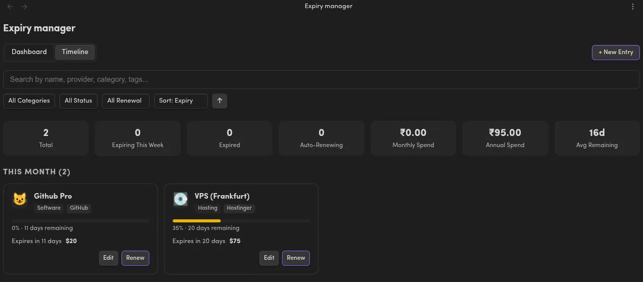 Expiry Manager screenshot