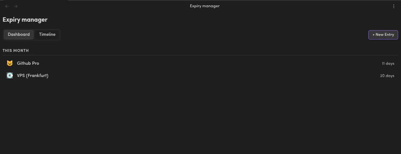 Expiry Manager screenshot