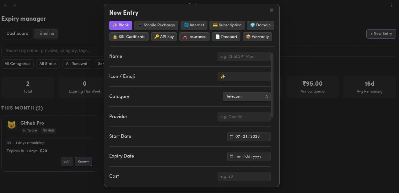 Expiry Manager screenshot