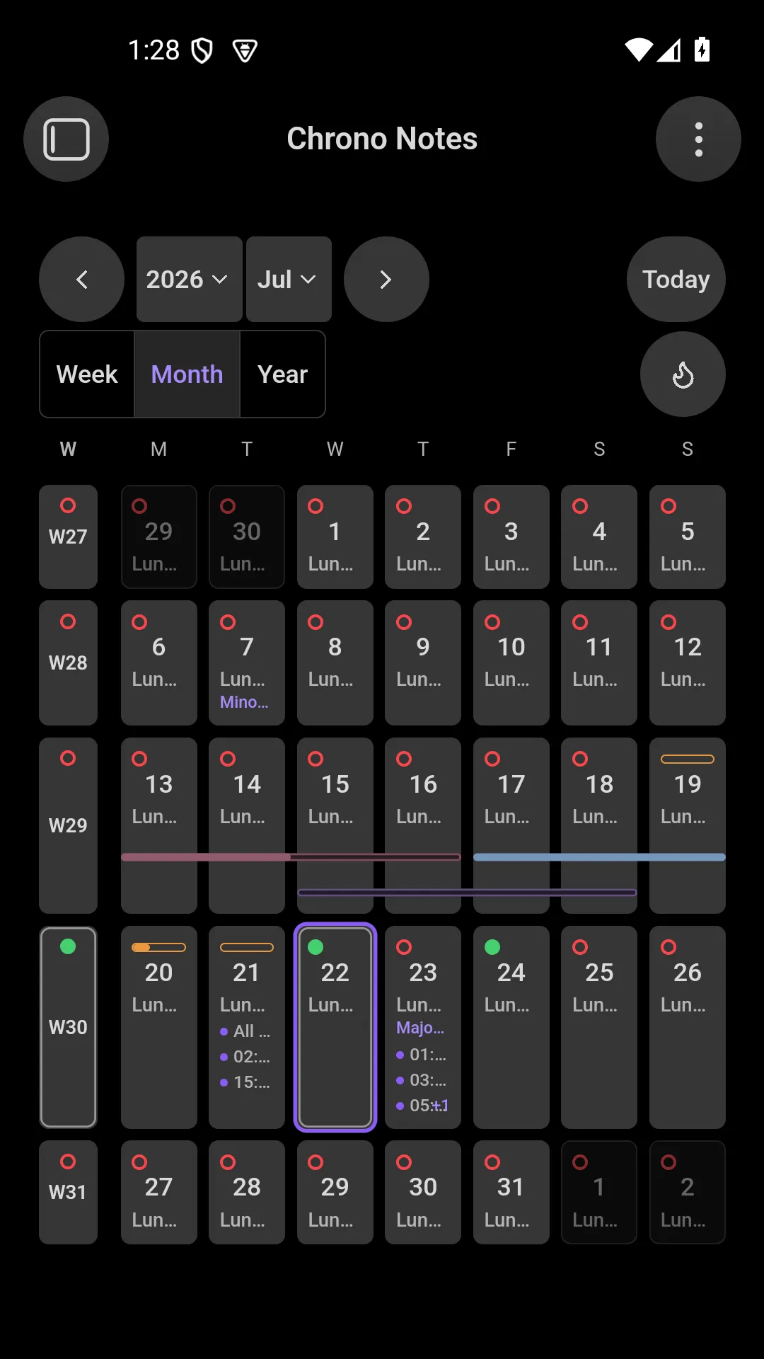 Chrono Notes Calendar screenshot