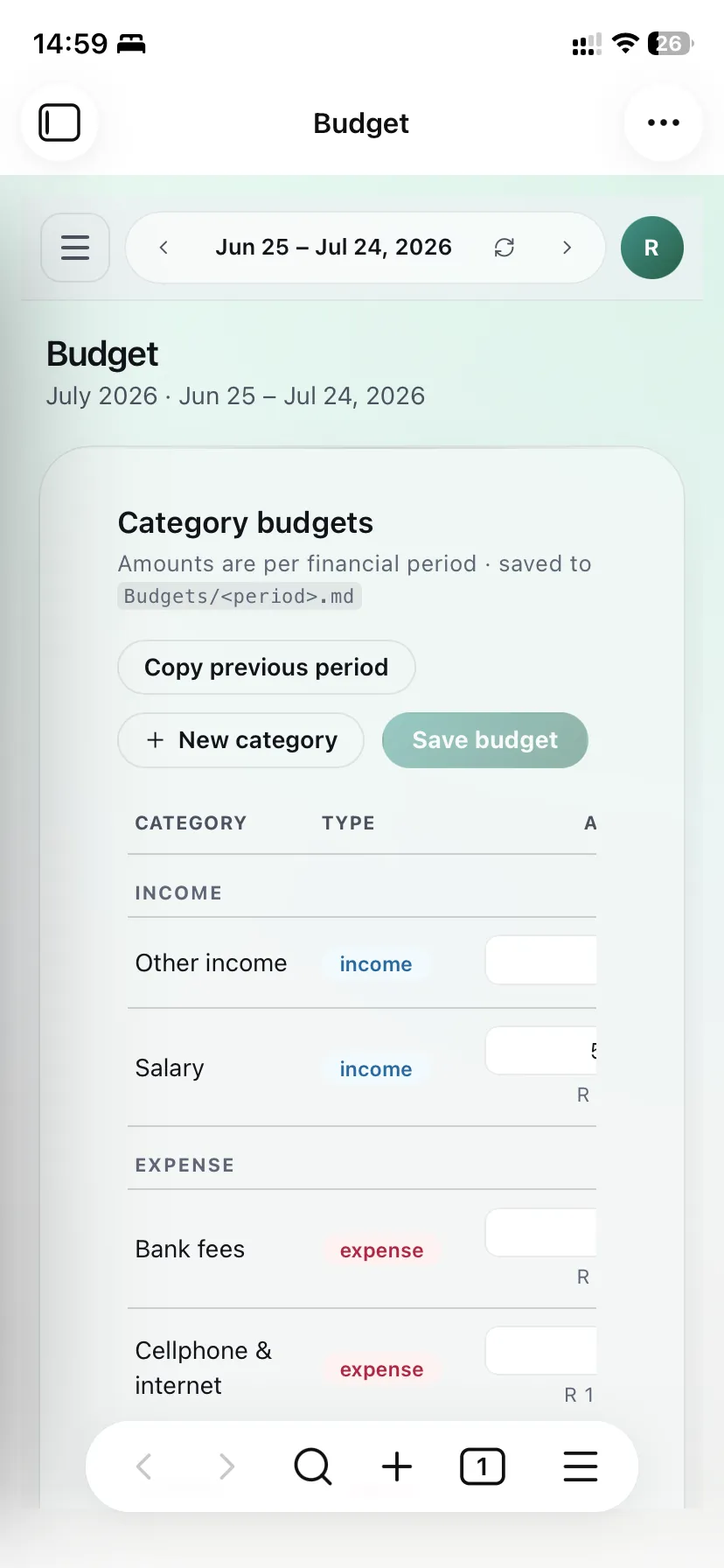 Budget Vault screenshot
