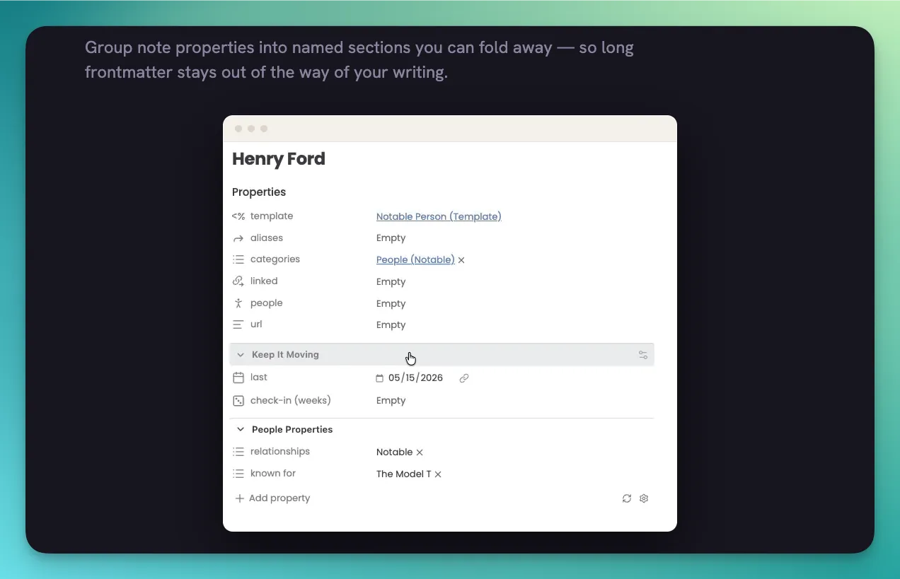 Foldable Frontmatter Groups screenshot
