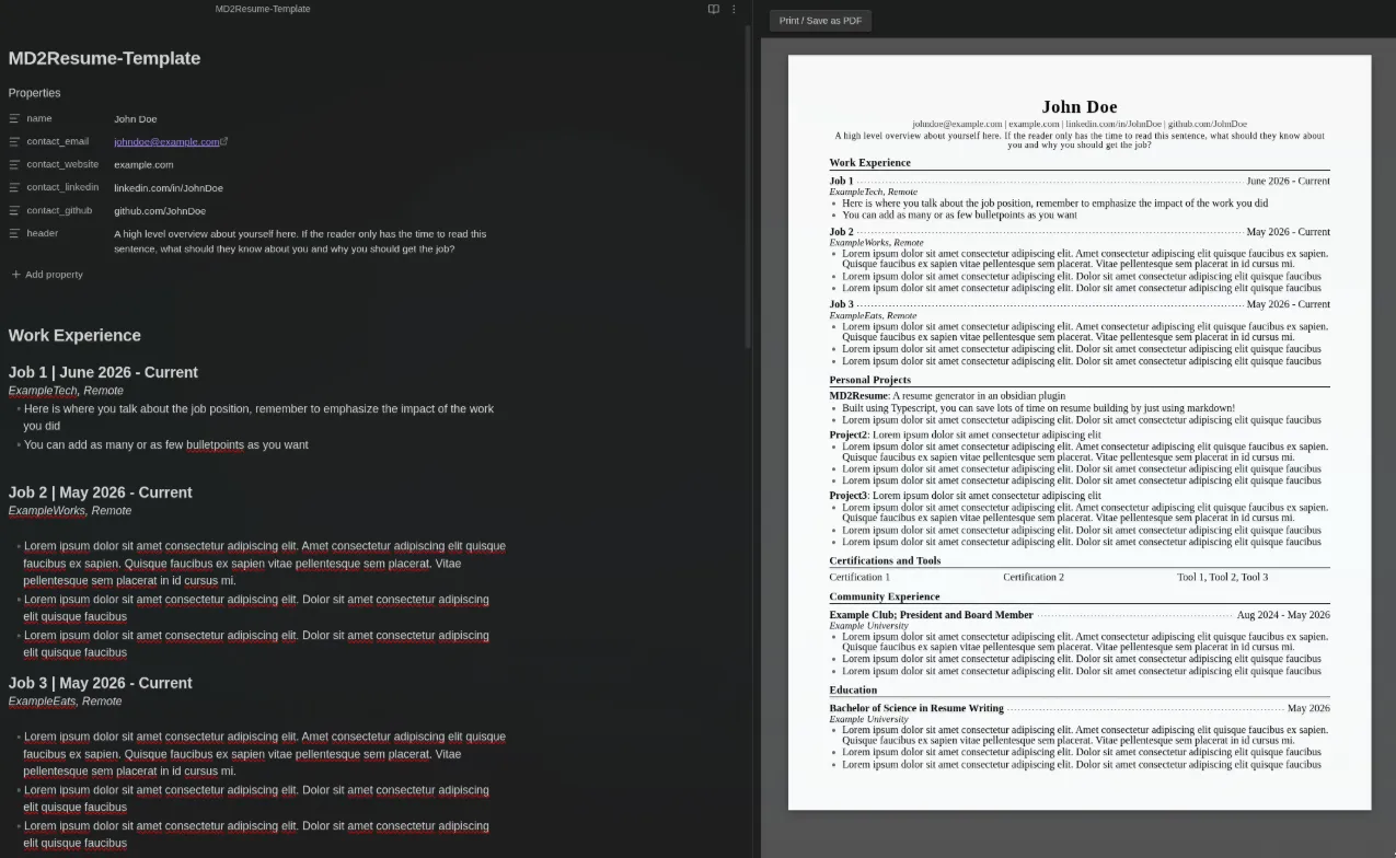 MD2Resume screenshot