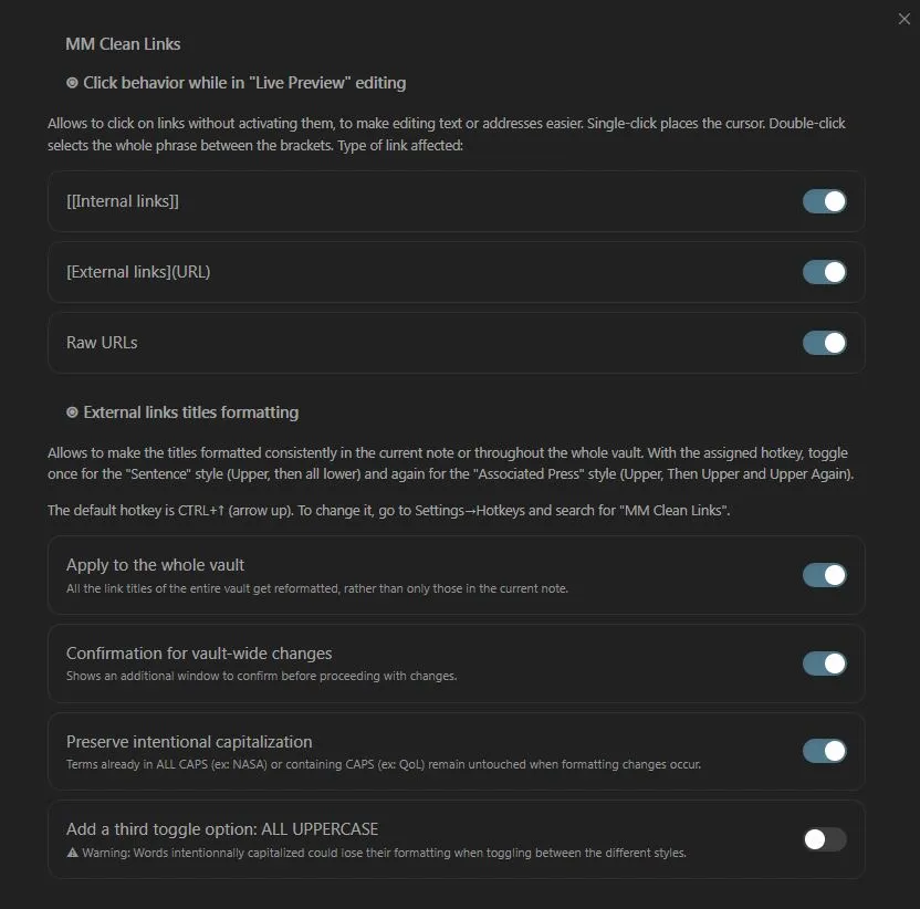 MM Clean Links screenshot