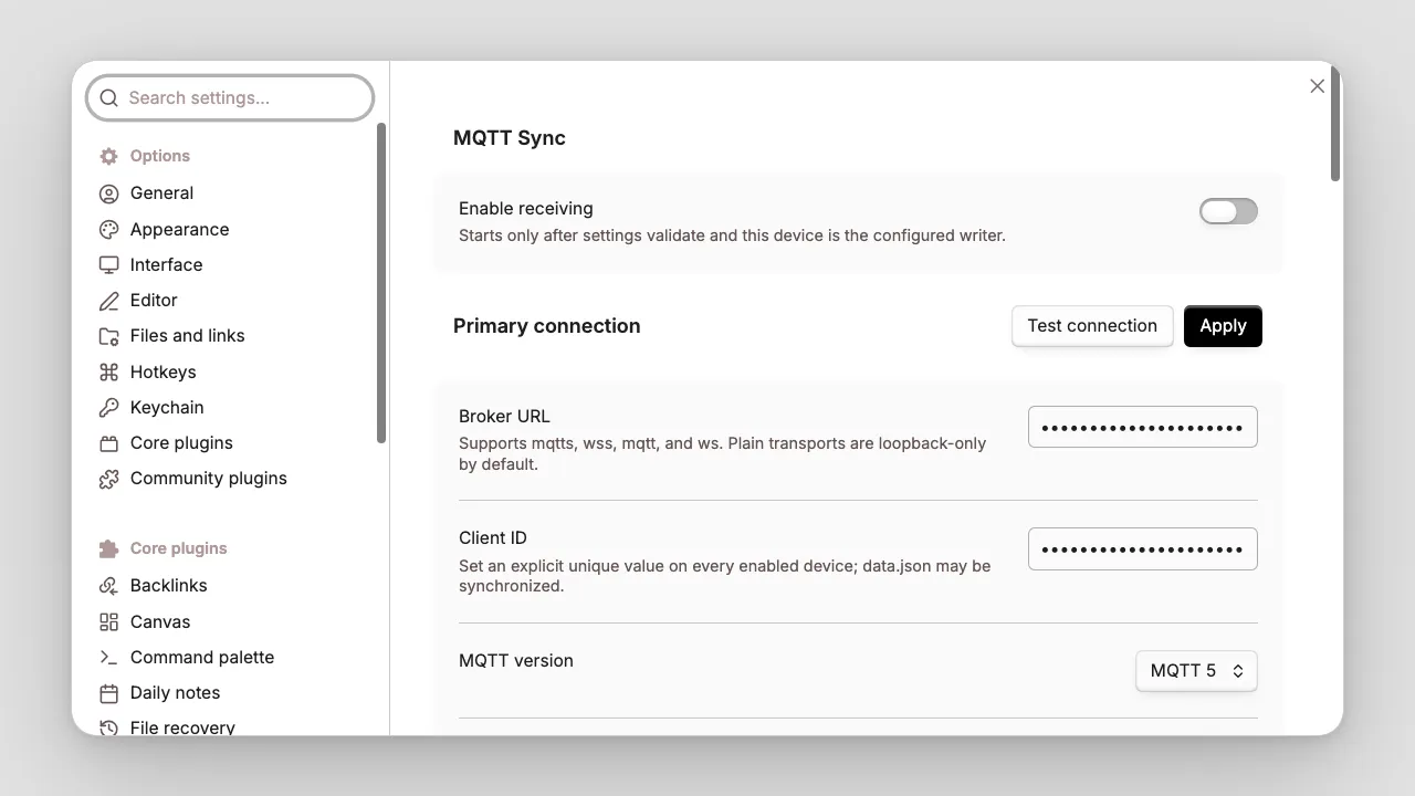 MQTT Sync screenshot
