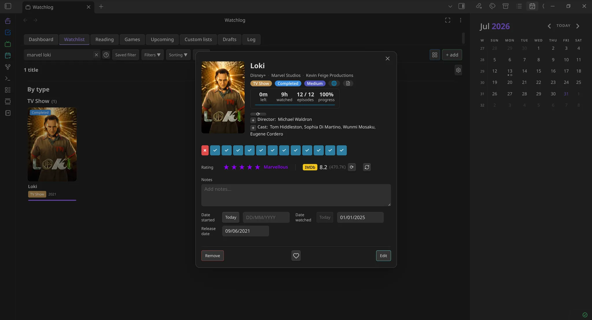 WatchLog screenshot