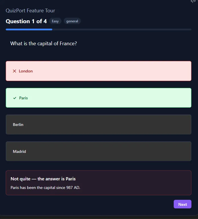 QuizPort screenshot