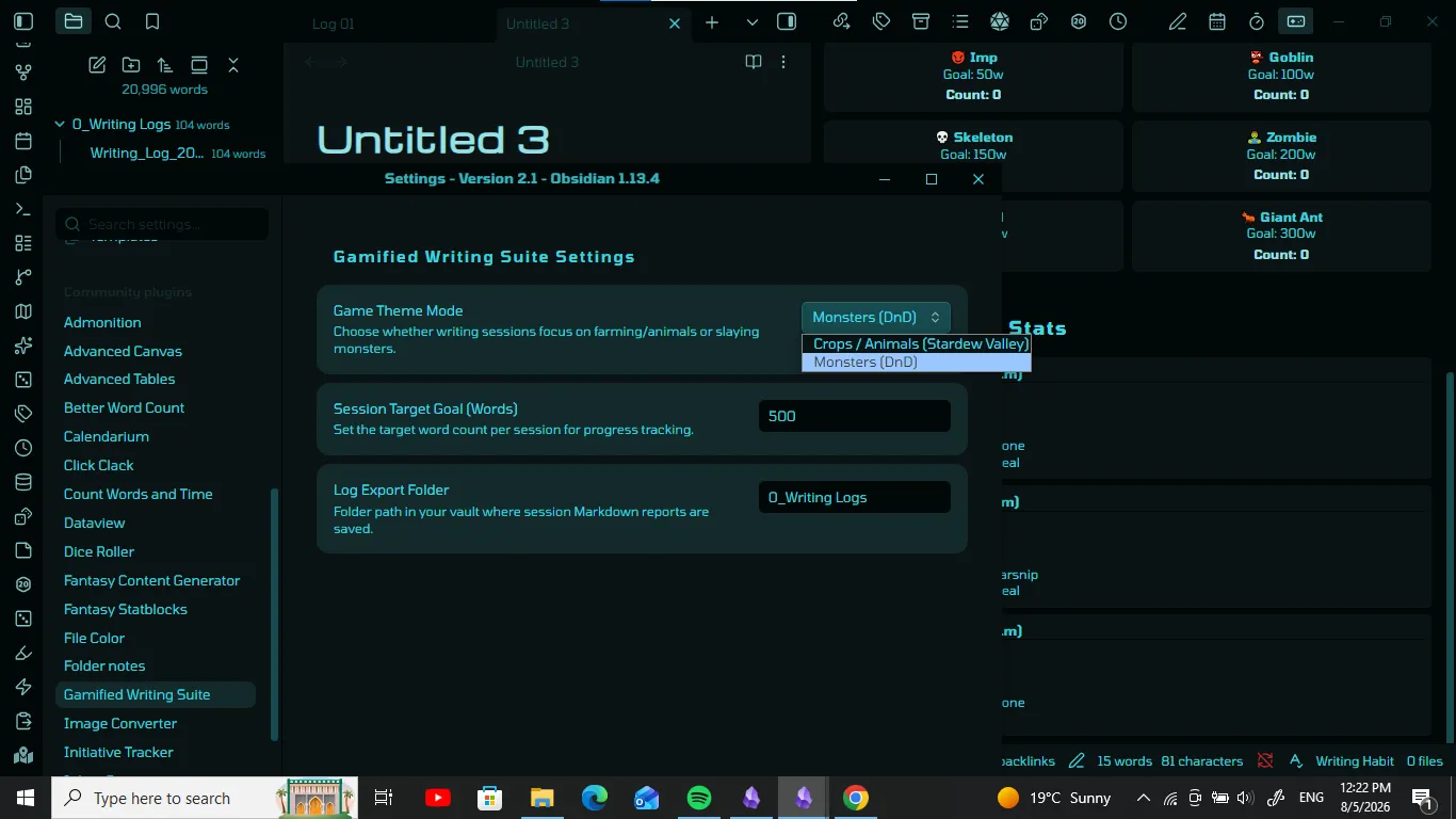 Gamified Writing Suite screenshot